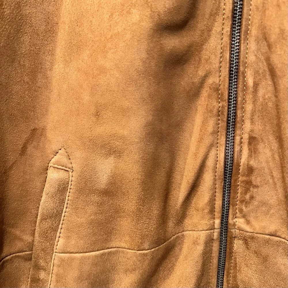 Lucky Brand brown suede leather bomber zip up jacket size large - Picture 5 of 8